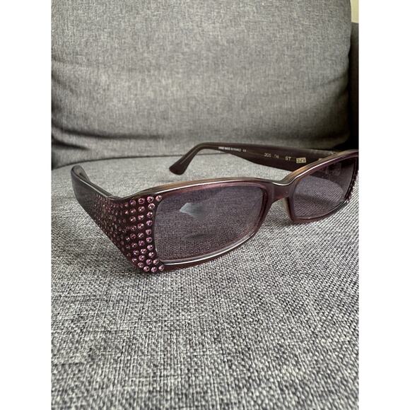Beausoleil Paris Womens Y2K Small Rectangle Purple Jeweled Sunglasses 205 04 main image 5